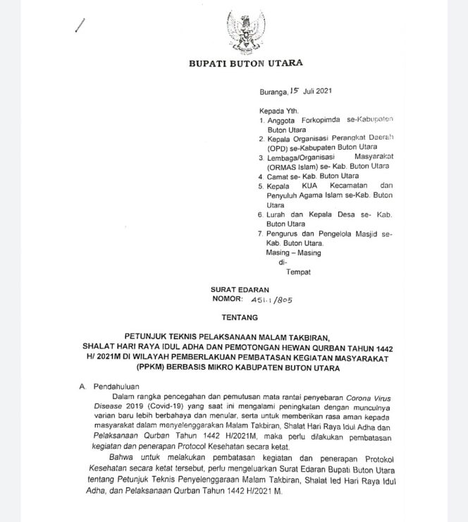 
Pemda Butur Izinkan Shalat Idul Adha Berjamaah