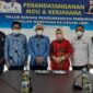 Suasana foto bersama usai penandatanganan MoU antara Dinas Pendidikan dan Kebudayaan Provinsi Sulawesi Tenggara bersama Dinas Ketenagakerjaan dan Transmigrasi, Dinas Perindustrian dan perdagangan, Dinas Kelautan dan Perikanan, dan Kamar Dagang dan Industri Sultra, Kamis (17/2), bertempat di Kantor Dikbud Sultra.