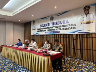 Suasana seleksi terbuka calon Sekretaris Daerah Kota Kendari yang diketuai oleh Pj Sekda Pemprov Sultra, Drs Asrun Lio MHum PhD.