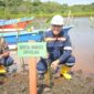 General Manager PT Antam Tbk UBPN Kolaka Nilus Rahmat saat menanam mangrove. FOTO: Istimewa