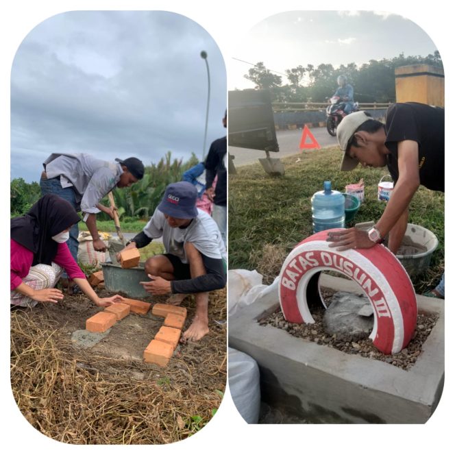 
Mahasiswa KKN Reguler USN Kolaka Buat Pembatas Antar Dusun Di Desa Towua