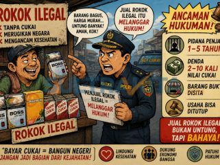 Ketgam: Edukasi Bahaya Menjual Rokok Tanpa Pita Cukai (Ilegal).