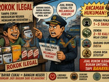 Ketgam: Edukasi Bahaya Menjual Rokok Tanpa Pita Cukai (Ilegal).