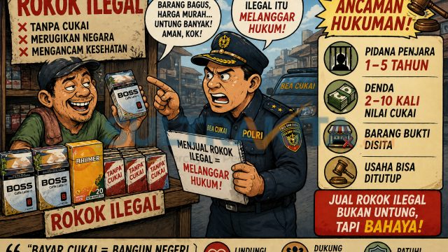 Ketgam: Edukasi Bahaya Menjual Rokok Tanpa Pita Cukai (Ilegal).
